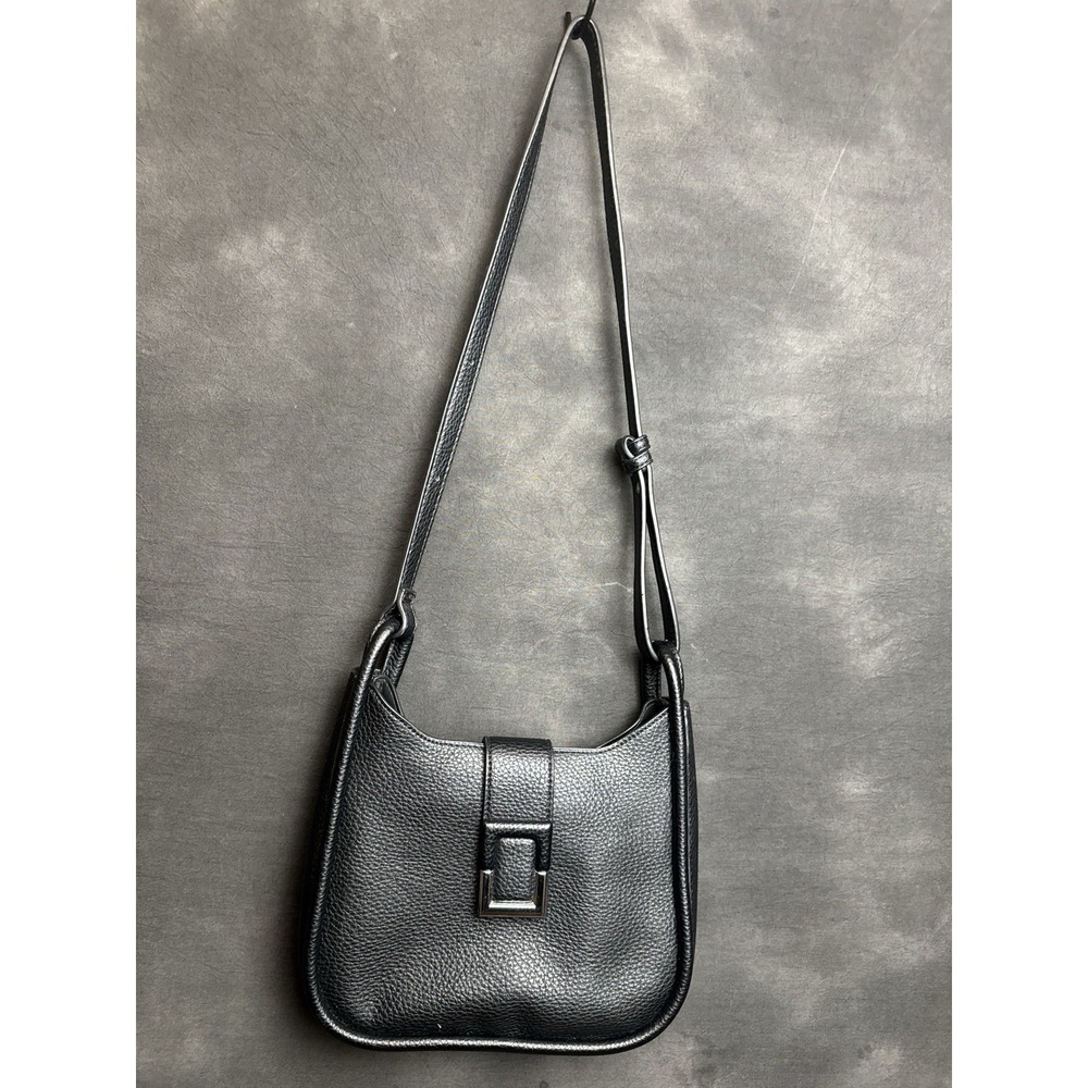 Miztique Black Pebbled Vegan Leather Crossbody Bag Small Hobo Shoulder Purse